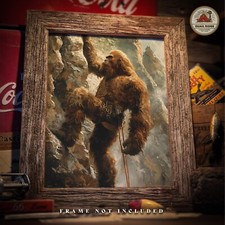 Sasquatch Bigfoot Art Print Mountain Rock Climbing Artwork Motivational Poster