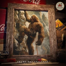 Sasquatch Bigfoot Art Print Mountain Rock Climbing Artwork Motivational Poster