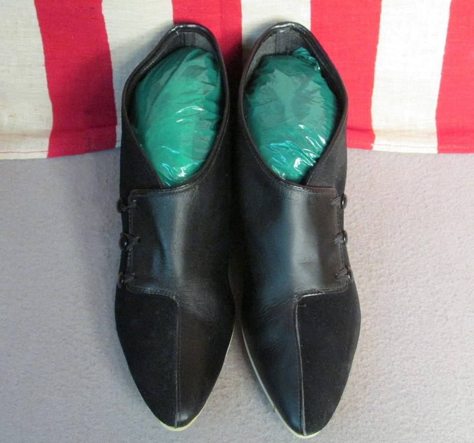 Bottes Vintage Années 60 JS Raub - Cuir Noir, Taille 6.5 US, Plate, Neuves Dans Boîte Originale