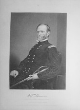 William T. Sherman - portrait steel engraving -1873 Duyckinck portrait Gallery
