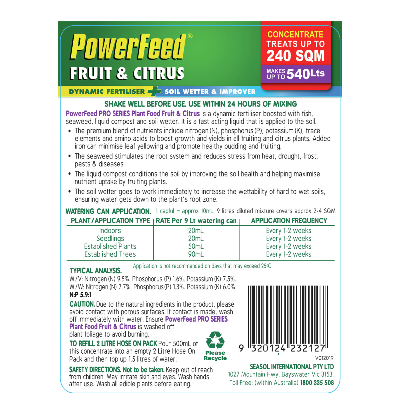 PowerFeed PRO SERIES Flowers Fruit And Citrus Fertiliser Concentrate 1