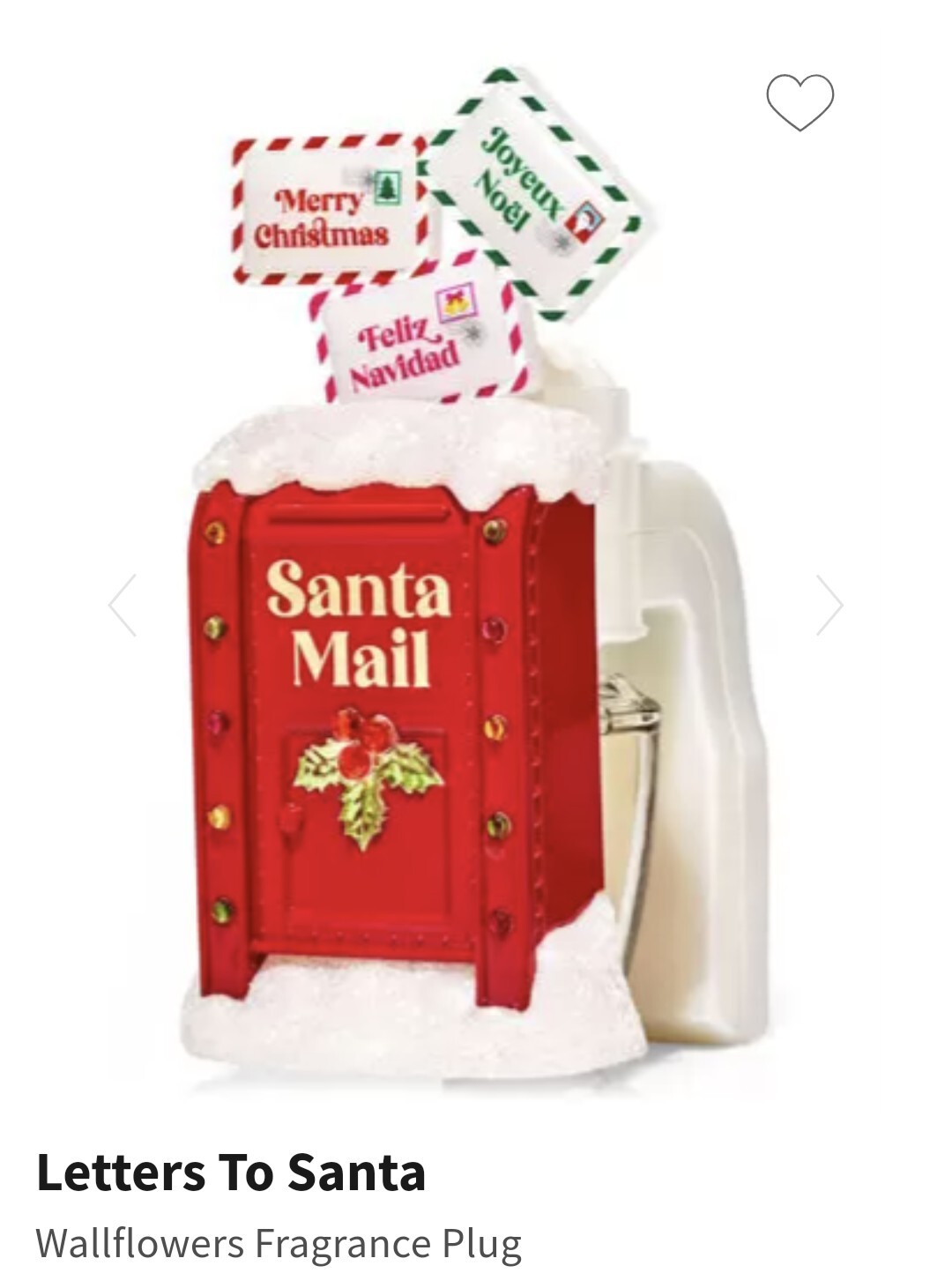NWT Bath & Body Works Letters To Santa Christmas Wallflower Fragrance Plug Light-image