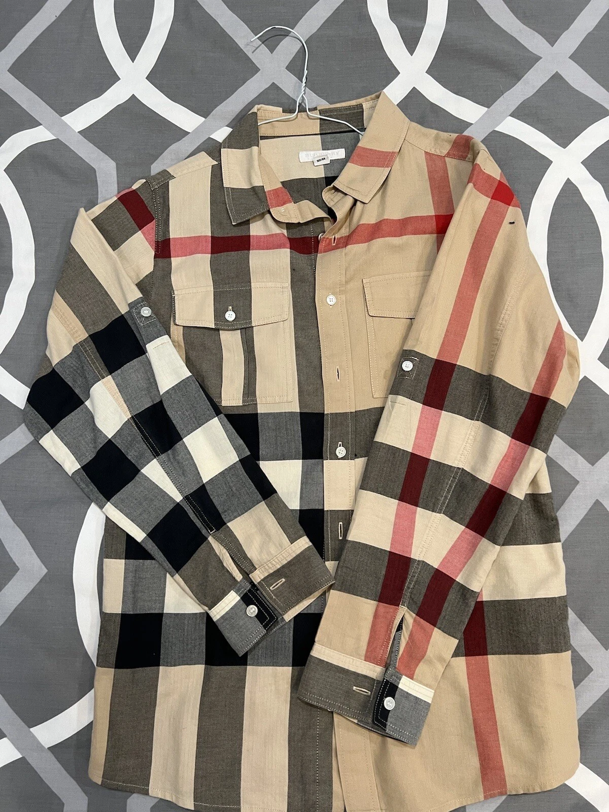 Camicia abito abbottonato ragazzo Burberry taglia 14Y (autentica)