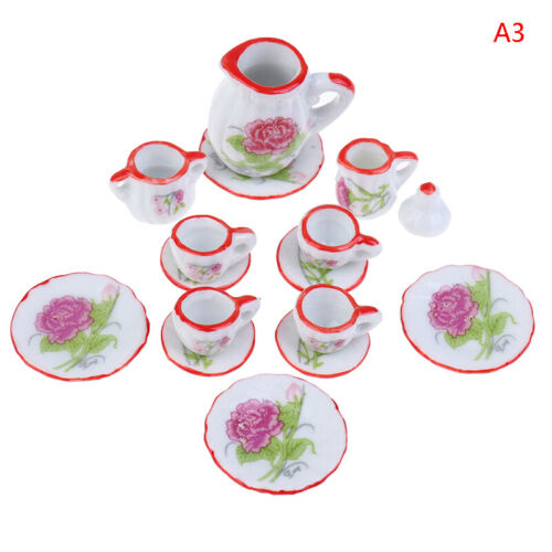 15Stücke / Set 1:12 Puppenhaus Miniaturgeschirr Porzellan Keramik Teetasse L'$r - Bild 11 von 13