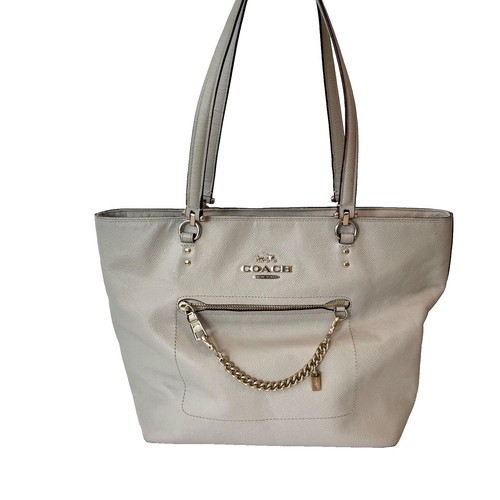 Coach Carly Black Leather Turn Lock Zip Medium Tote Shoulder | eBay