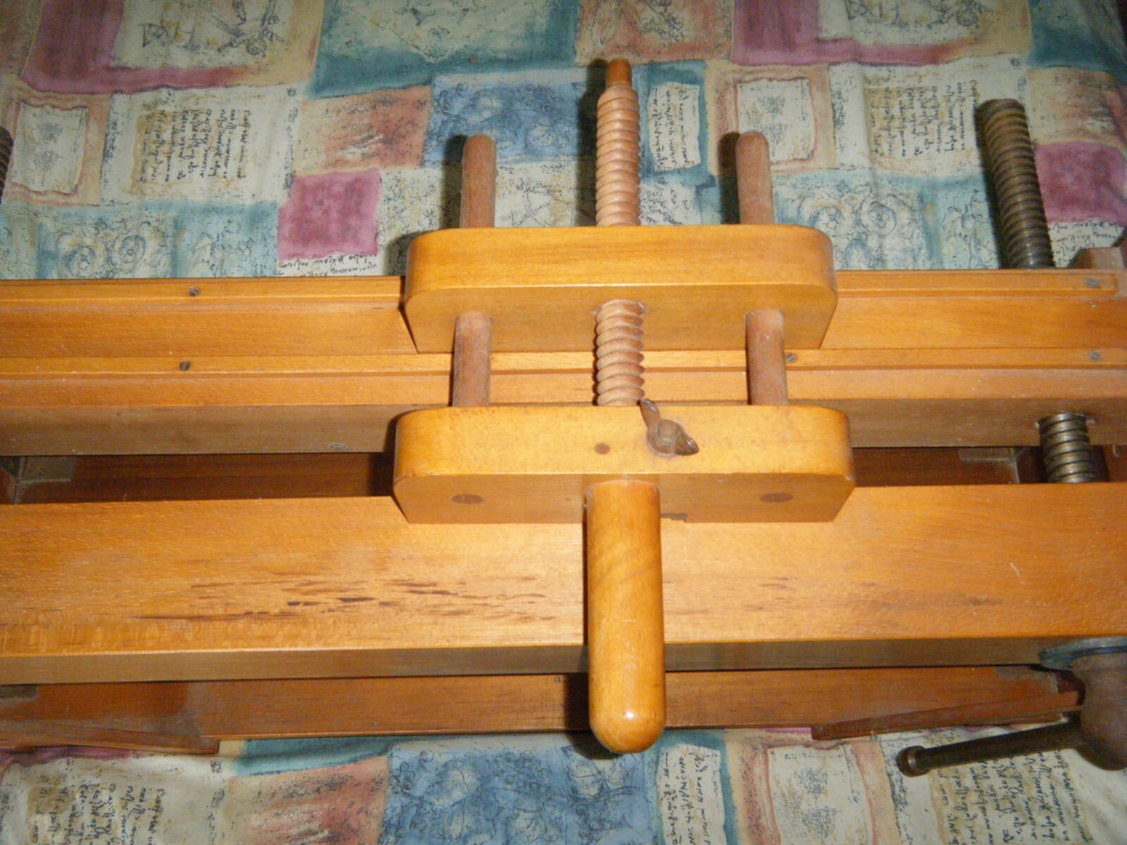 Vintage large bookbinding laying finishing press with bench tub and