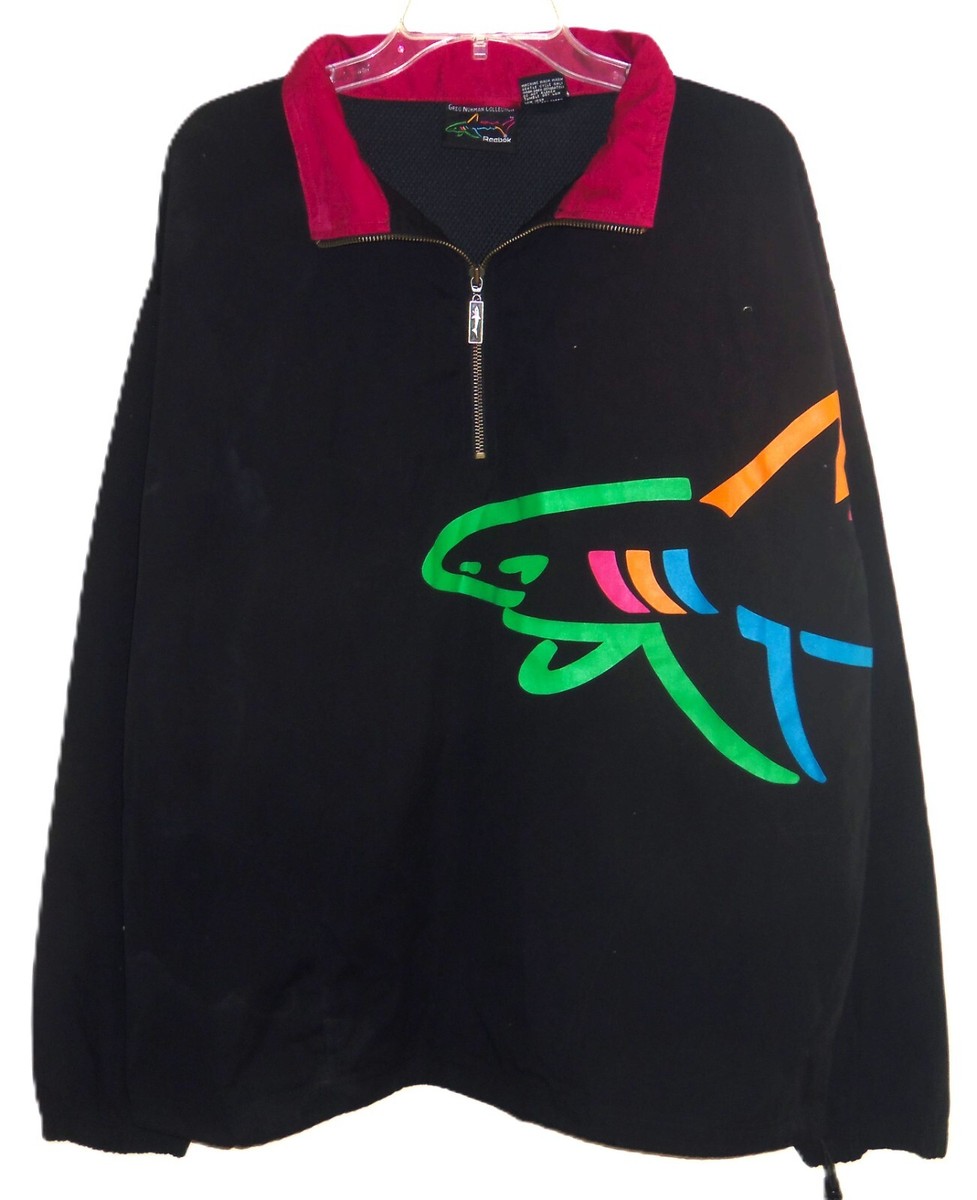 VTG 90's GREG NORMAN REEBOK WRAP AROUND SHARK 1/2 ZIP GOLF WIND