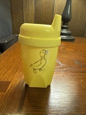 Vintage Yellow Sippy Cup with Gold Duck