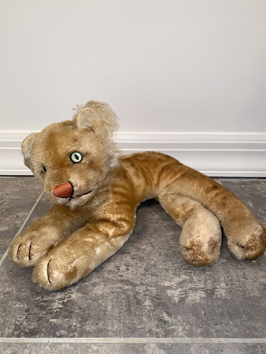 12” STEIFF ANTIQUE LION TIGER CUB VINTAGE STUFFED ANIMAL 12” STEIFF ANTIQUE LION TIGER CUB VINTAGE STUFFED ANIMAL