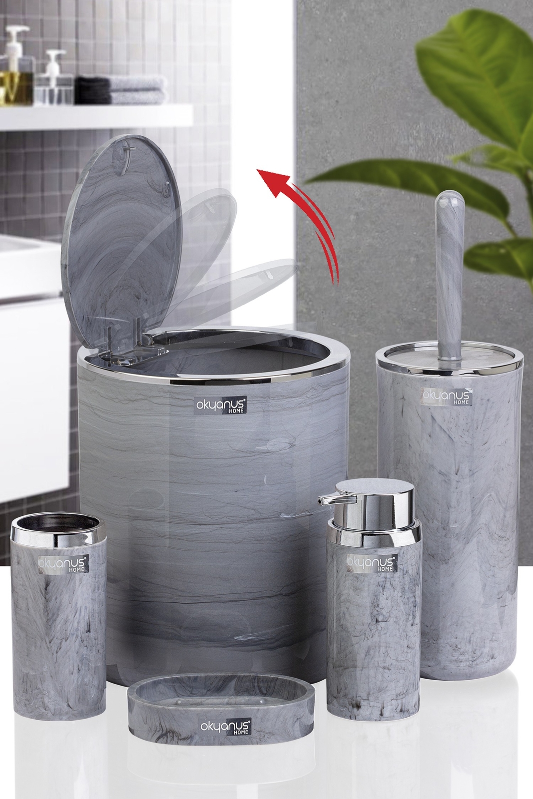 Acryl Badezimmer Set 4-teilig - Seifenspender, Zahnbürstenhalter, Becher & Seifenschale In Dunkeltürkis