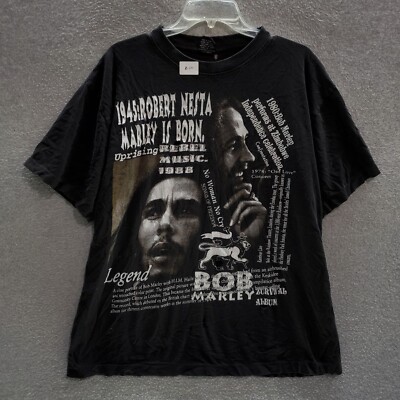 VINTAGE Bob Marley Men Shirt XL Black Life of Graphic Legend