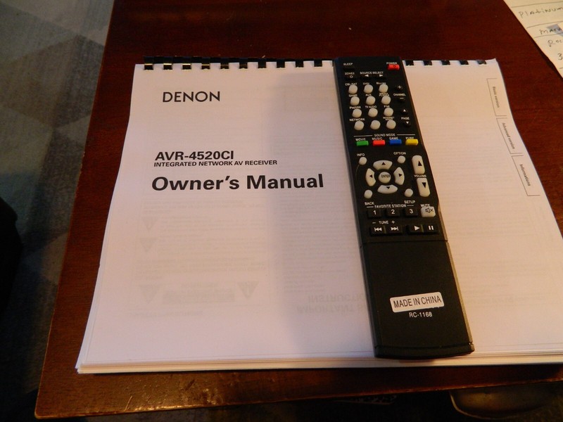 DENON AVR-4520CI MANUAL AND REMOTE ONLY
