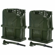 5 Gallon 20L 2PCS Jerry Can Gas Fuel Steel Tank w/ Holder Emergency Backup