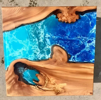 Ocean Wave Epoxy Resin Table Unique Handmade Resin Table for Living Room Decor