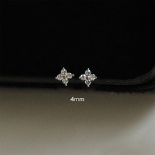 9ct Yellow Gold Diamond Flower Stud Earrings - 3mm 4mm 5mm Pairs