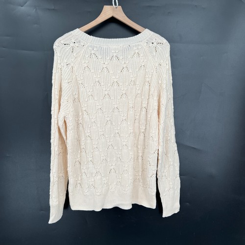 NUOVO maglione girocollo maglia Elodie pointelle classico pullover neutro panna XL - Foto 8 di 9