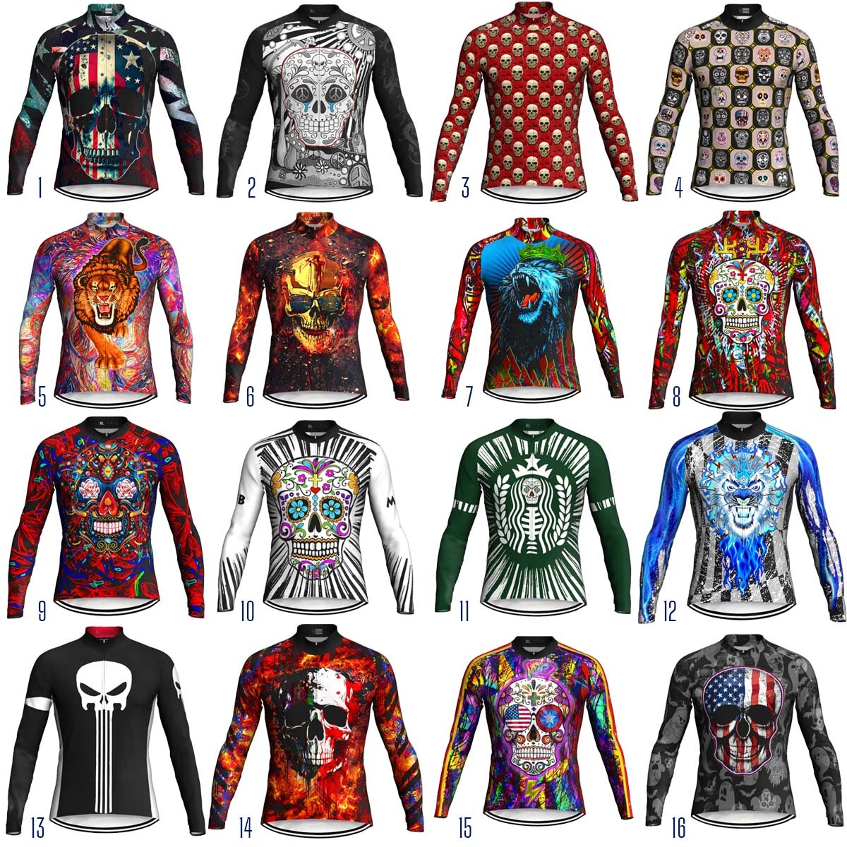 Skull Cycling Jersey MTB Bike Shirt Red Road Motocross Clothing