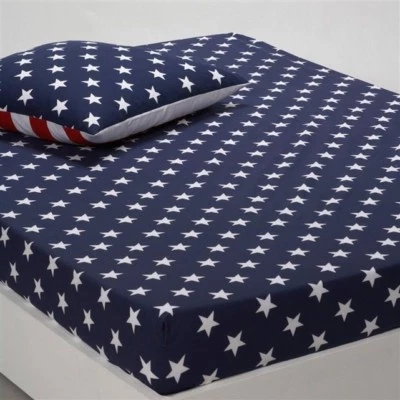 Single Bed Fitted Sheet COTTON Grey Prints Stars Owls Clouds Arrows Bedding