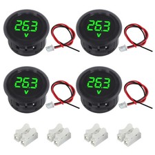 4 Pieces DC 4V100V Voltmeter Gauge Car Voltage Gauge LED Digital Display Green