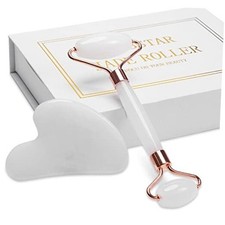Jade Roller for Face, Facial Roller Massager Skin Care Tool, Gua Sha White