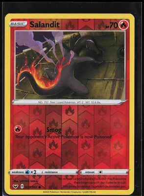 Salandit Reverse Holo Common SWSH01: Sword & Shield Base Set 027/202 NM - Image 1 of 2