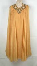 Vtg. Jr. Theme New York Mango Beaded Sheath Dress w/ Chiffon Overlay Size 13
