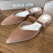 DOLCE VITA Kanika low brown suede flat NEW 7 pointed toe open back with box