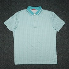 Redvanly Shirt Mens Large Blue White Print Polo Performance Golf Tennis