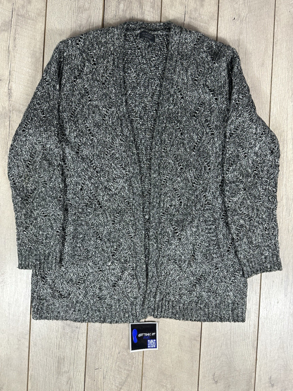 ZARA MAN Grey Knitted Patterned Buttonless Cardig… - image 1