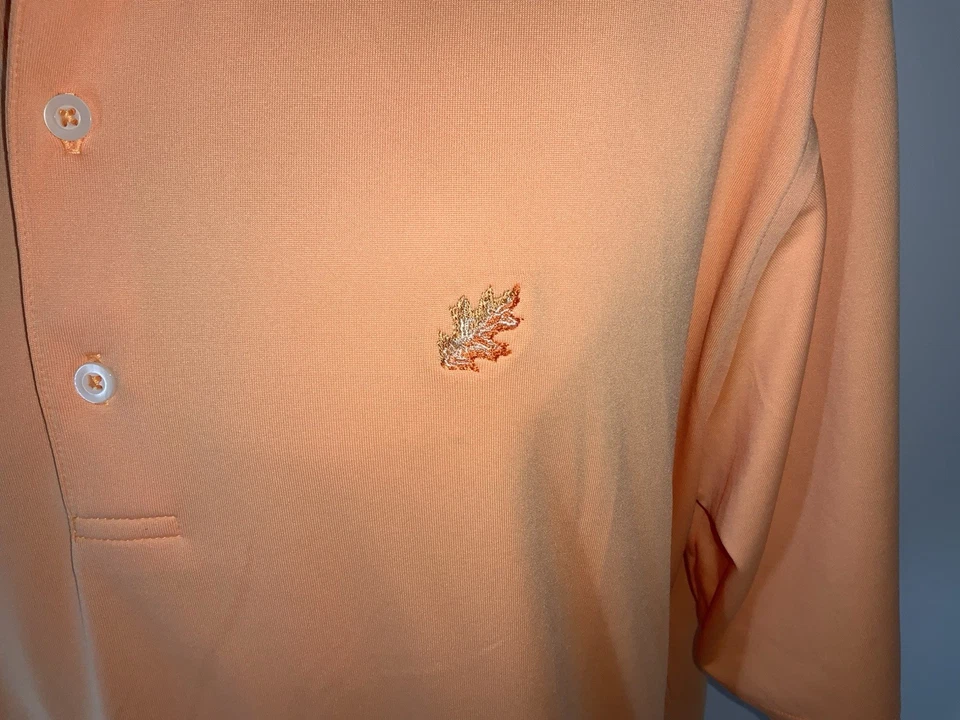 Donald Ross Golf Polo Shirt Men’s L Orange Polyester Leaf Logo YGI U5-14 - Image 4 of 4