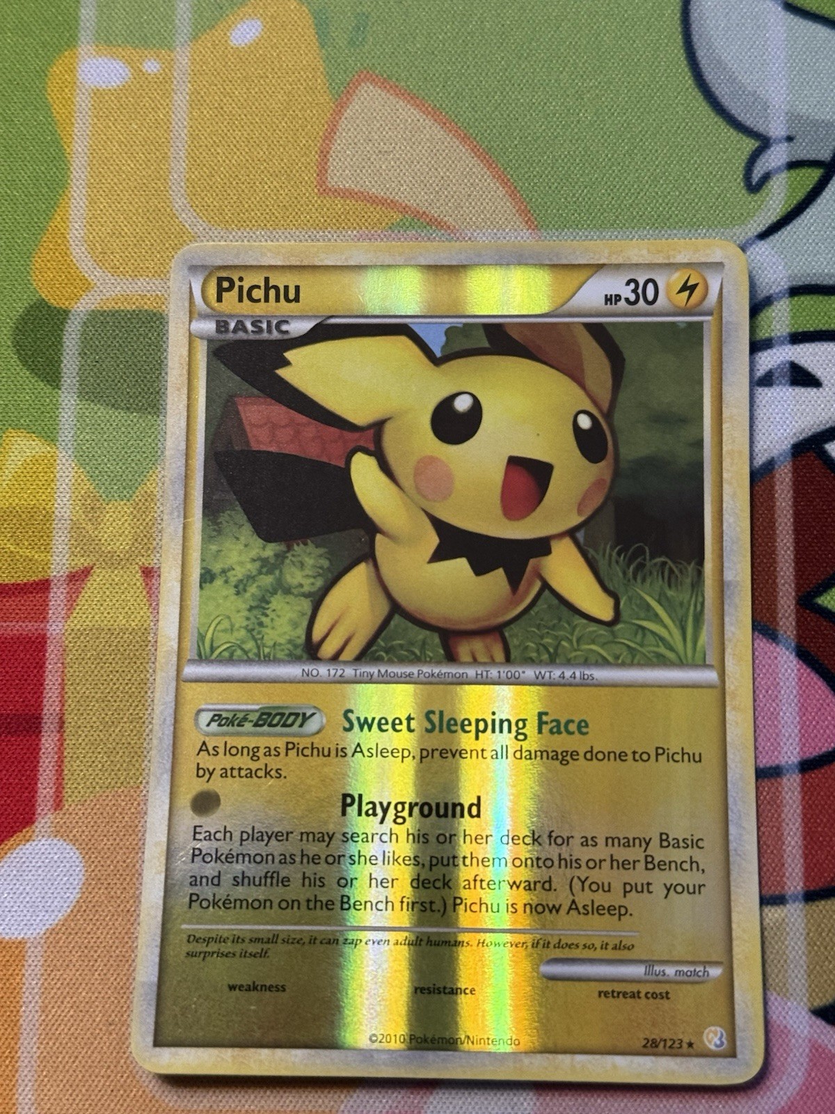Pokémon TCG- Rare Reverse Holo Pichu 28/123 2010 Heartgold & Soulsilver- LP