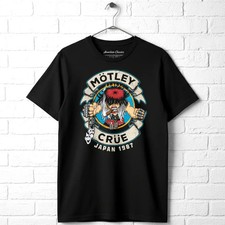 Camiseta para hombre Motley Crue dibujos animados rockero cadenas de cigarros heavy metal gira concierto
