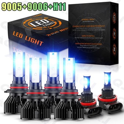 For Nissan Quest  2004-2009 Blue LED Headlight High+Low & Fog Light Bulbs Kit