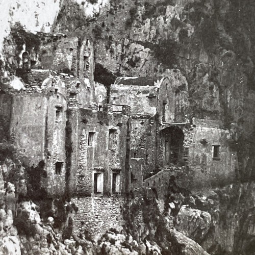 Amalfi Coast Salerno Italy Stereoview 1920s Cliffside Village
