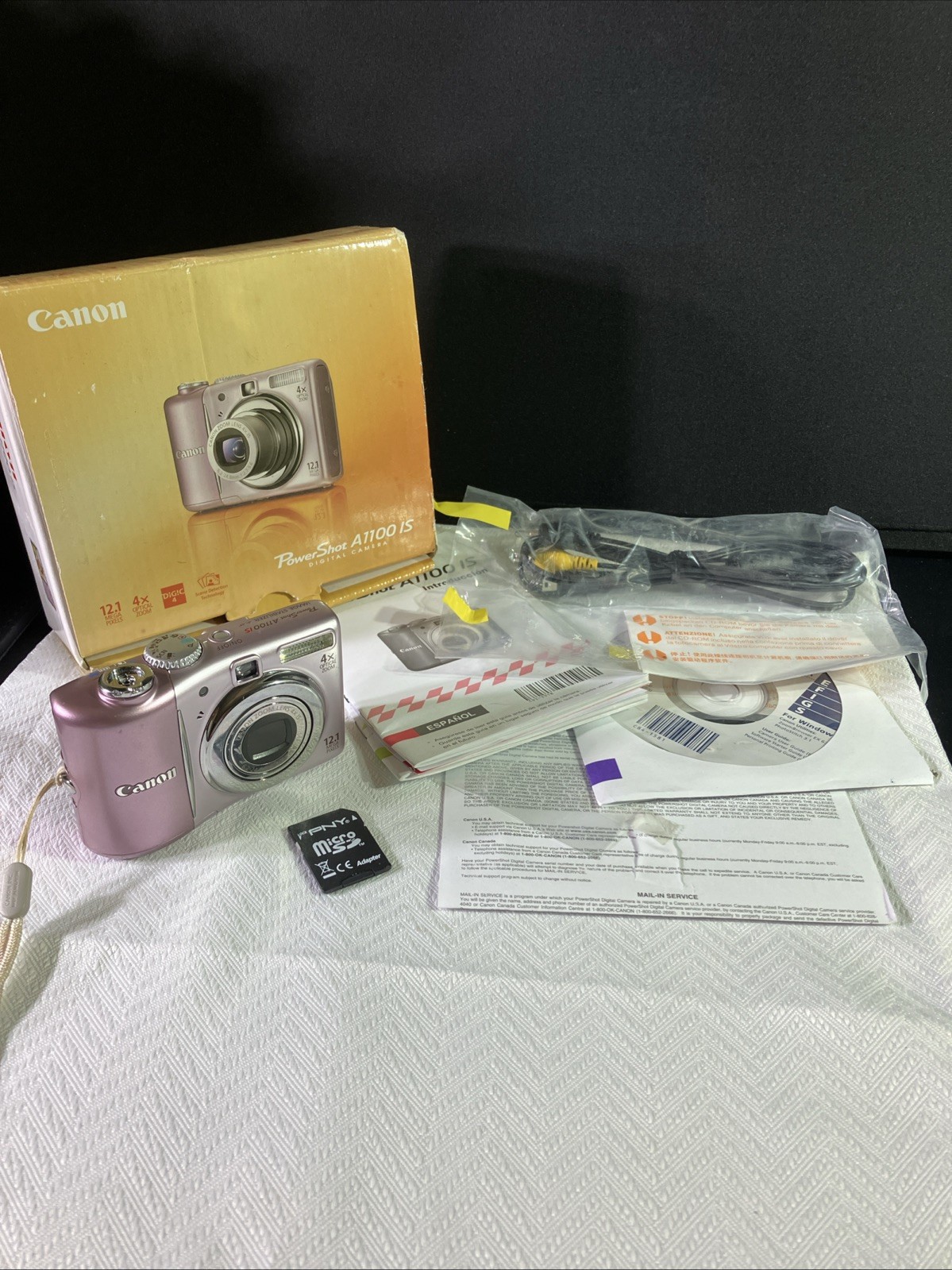 Canon PowerShot A1100 IS Pink 12.1MP 4x Optical Zoom Digital Camera Works READ!