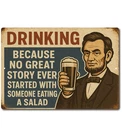 Funny 12x8 Tin Sign Drinking Lincoln Humor Bar Man Cave Decor Vintage Wall Art