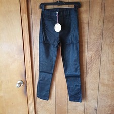 Umgee Women's Size S Black Shiny Slim Jeggings Elastic Waist Stretch Pants
