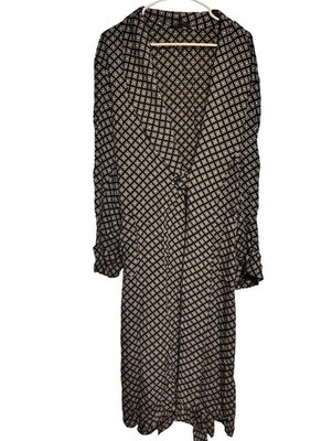 Men's Rabhor Robe Smoking Jacket, One Size, Large, Navy Blue Square Pattern