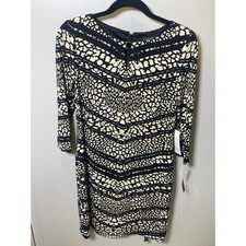 Tahari Arthur S Levine Black Cream Animal Print Sheath Dress Size 2 NWT