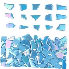 Iridescent Glass Mosaic Tiles for Crafts Bulk,Broken Mosaic Glass 200g Blue