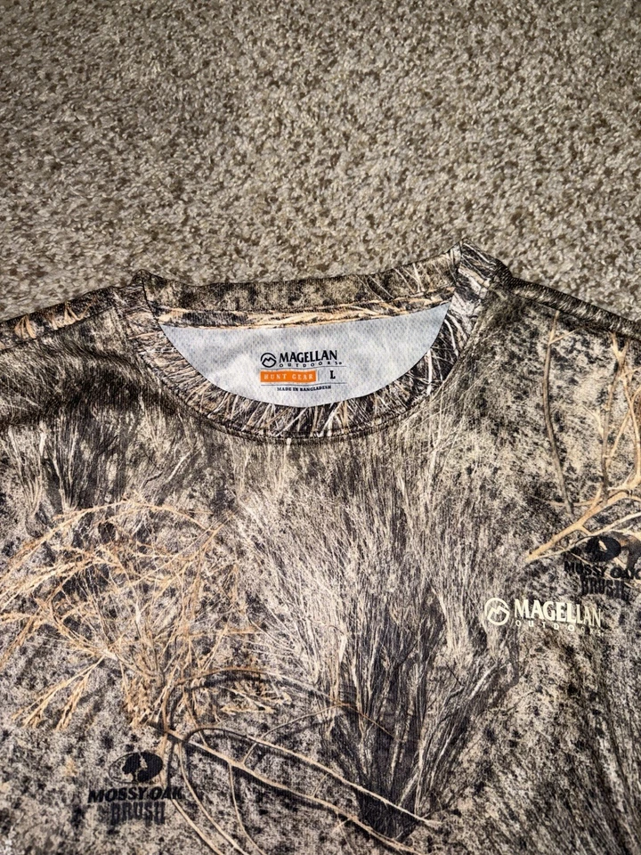 Magellan Outdoors Men's Large Long Sleeve Mossy Oak Camo Shirt Hunting Brush - Image 4 of 4