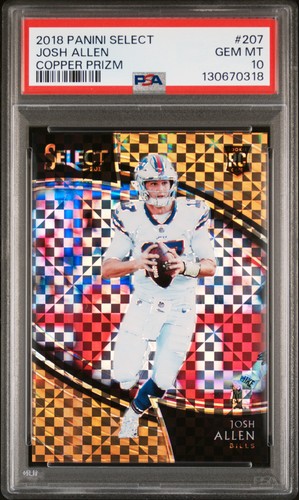 2018 PANINI SELECT COPPER PRIZM #207 JOSH ALLEN ROOKIE RC 13/75 PSA 10