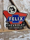 VINTAGE CHEVY PORCELAIN SIGN OLD FELIX CHEVROLET LOS ANGELES CAR AUTO DEALERSHIP