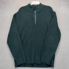 Gap Sweater Mens Large Green 1/4 Zip Wool Blend Pullover Mock Neck Jumper Casual