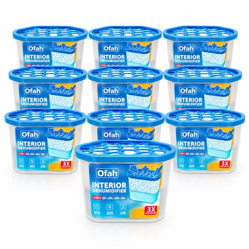 Interior Dehumidifier Pack of 10 X 500ml Stop Damp Mould Mildew & Condensation
