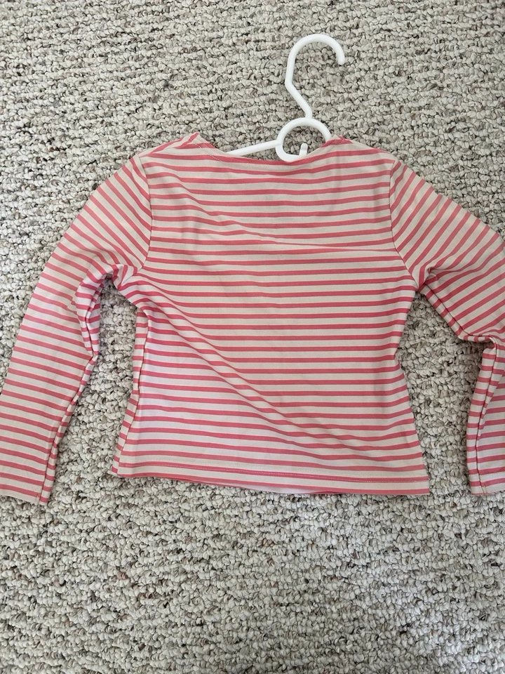 Camisa L.L.Bean Niñas Natación Antierupciones Protección Rosa Blanco Rayas Talla 4 Foto 4 de 4