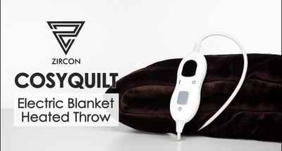 Cozy quilt Electric Blanket Heated Throw.Auto Shut Down .Foot Pocket .Brown