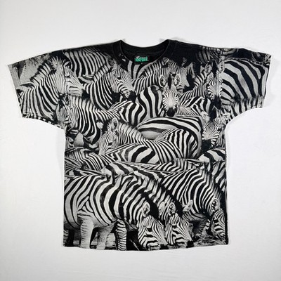 Vintage Radical Nature AOP Zebra Graphic Tee T Shirt Mens XL | eBay
