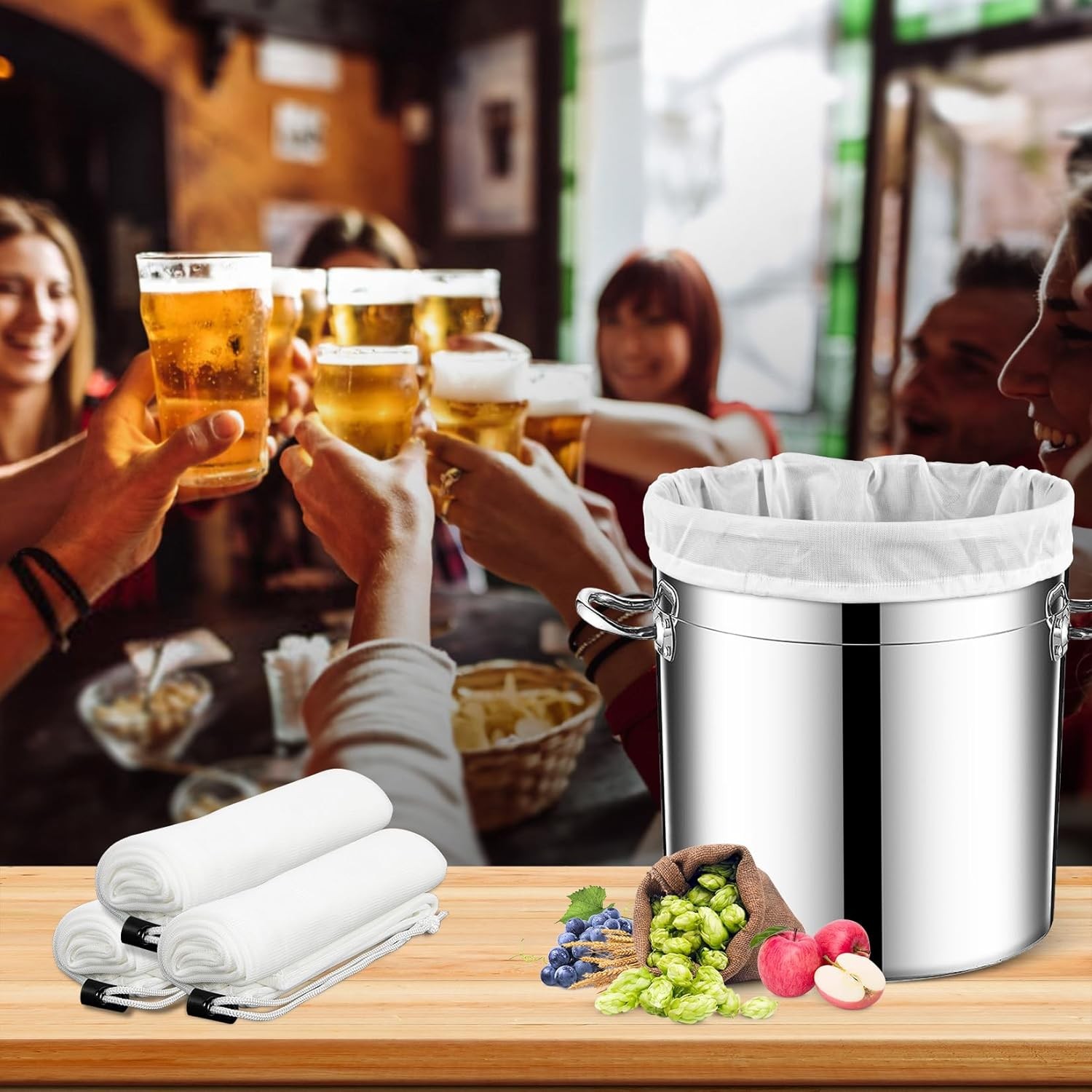 3 Pack Brew Bags 26" x 22" Large Filter Bags Mesh Filter Reusable Straining Bag