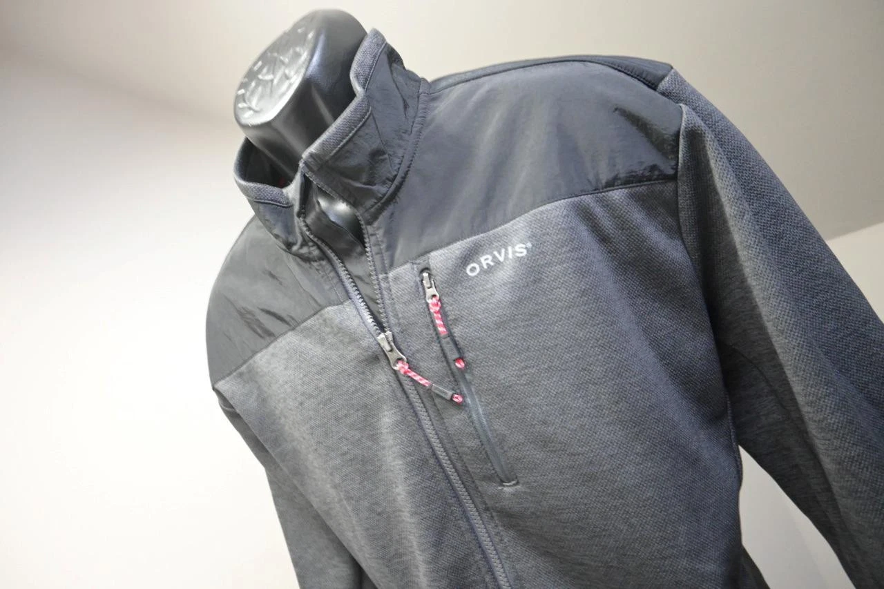 ORVIS Country Full Zip Fleece Jacket Gray Tech Stretch Softshell Mens Sz XL